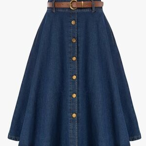 Chic A-Line Denim Skirt with Button Accents